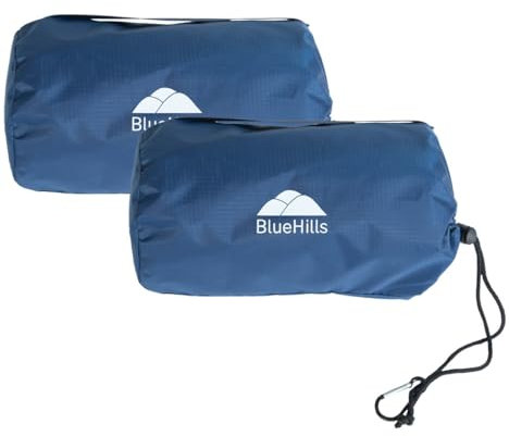 BlueHills Ultrakompakte Reisedecke, 2 Stück, groß, weich, gemütlich, tragbar, mit Tragetasche und für Flug, Flugzeug, Auto, Camping, Hotel, Blau, C203-2PK-Navy