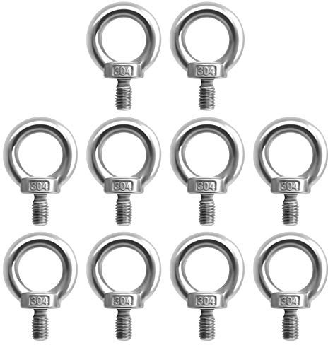 Jubaopen 10 Stück Ringschrauben M8 Ösenschrauben 304 Edelstahl Ringbolzen Rostfrei Augenschrauben Ring Ringbolzen Metrisch Edelstahlschraube Ringe (Silber)