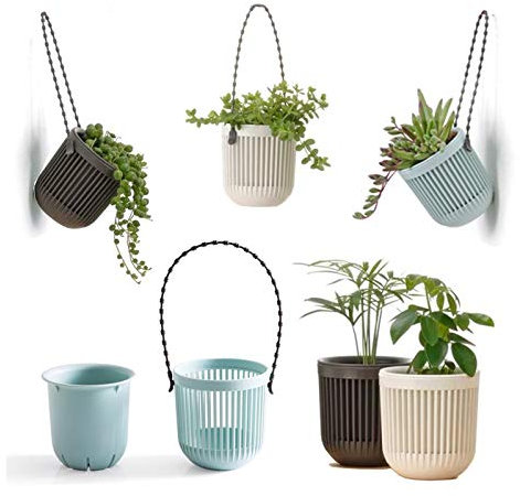 Melphoe - Vaso per piante grasse da 3,5 cm, con manico flessibile, rimovibile, vasi da fiori piccoli per mini piante, da appendere alla parete o alla finestra (6 PCAK).