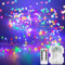 CCILAND 3m Remote Garland String Lights for Bedroom, 8 Mode 200 LED Cluster Light Battery Operated with Timer, Dimmable Wedding Party Decor Light for Tree Vase Window (Multicolored, Silver Wire)