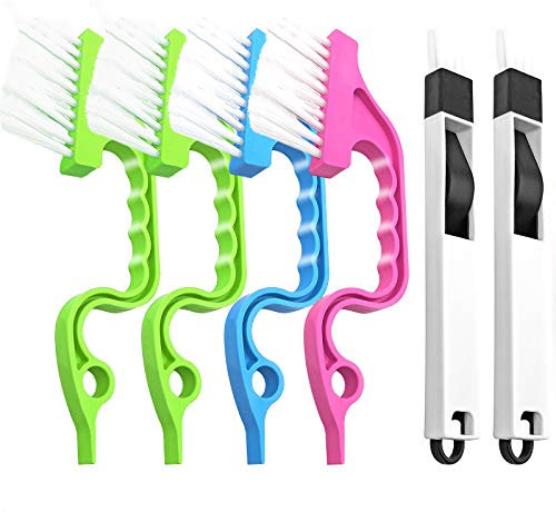 Crevice Gap Cleaning Brush Tool, 6pcs Hand-held Groove Gap Cleaning Tools, 2 in 1 Dustpan Cleaning Brushes, Shutter Door Window Track Kitchen Cleaning Brushes Kit