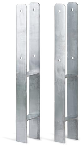 Alberts 213206 H-Pfostenträger | feuerverzinkt | lichte Breite 81 mm | Gesamthöhe 600 mm | Materialstärke 5 mm | 2er Set