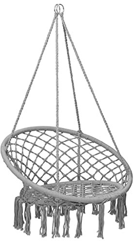 vidaXL Hängesessel Hängesitz Hängestuhl Hängeschaukel Hängekorb Hängematte Schaukel Schwingkorb Gartenschaukel Schwebesessel 80cm Grau