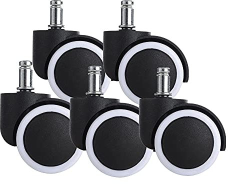 Youngine Office Chair Casters Wheels Replacement Heavy Duty 2 Inch Swivel Chair Wheels for Floor Protecting Smooth Rolling Computer Gaming, Standard Grip Ring Mounting Stem (Set of 5) (White)