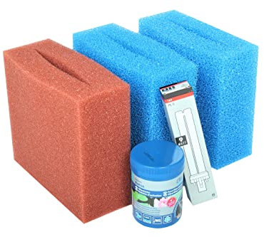 Wacredo Kit d'entretien pour Oase Biosmart 7000/UVC 8000 - Kit d'éponges UVC 9 W - Kit complet de démarrage de filtre - Traitement de l'eau - Éponge filtrante - Éponges de rechange
