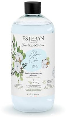 Esteban - 500 ml Duftnachfüllung - Duft Weißer Baumwolle - Nachfüllung Für Duftbouquet oder Raumduftgerät - Innere Raffinesse - 6 Monate Duft - Pflanzlicher Alkohol - Flasche Recyclebar