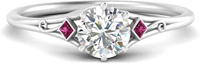 55Carat Bague Cathédrale Art Déco Diamant Argent Sterling Saphir Rose créé Rond façonner Petites bagues de fiançailles réglage de la Broche Taille 54 Cadeau
