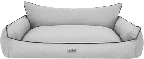 Bjird Hundebett - Hundekorb für kleine mittelgroße & große Hunde - Hundekissen - Hundesofa - Bezug abnehmbar und waschbar - Joker - Größe: M: 82 x 63 cm - Asche Kunstleinen