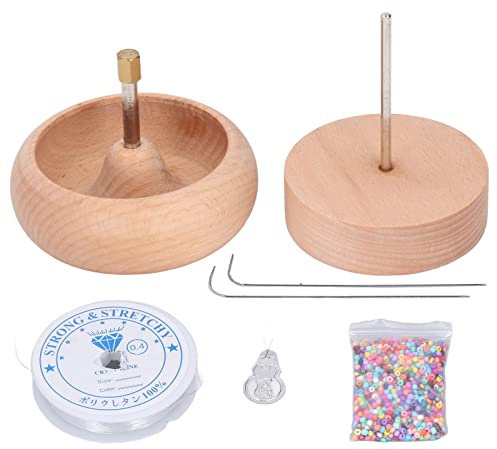 Bead Spinner Bowl Bead Spinner DIY Beading Bead Bowl Spinner Turning Bowl 10cm Manueller Perleneinfädler aus Holz Werkzeugsatz für die Schmuckherstellung Schmuckherstellung Perle