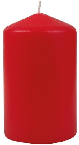 HS Candle Stumpenkerze Rot, Ø6x10cm, ca. 25h Brenndauer | Kerze aus Wachs, matt-glattes Finish, Baumwolldocht, Herstellung in der EU, für Tischdeko und Adventskranz