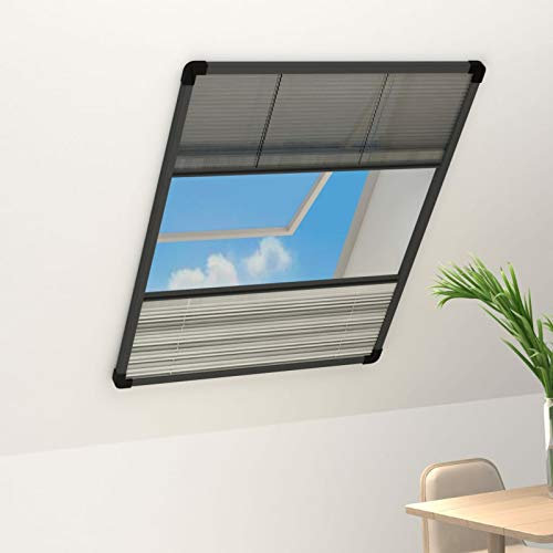 CIADAZ Insektenschutz-Plissee für Fenster, Fliegengitter Fenster, Fliegenschutz Fenster, Pollenschutzgitter Fenster, Insektengitter Fenster, Insektennetz, Fensternetz, Alu 60x80 cm mit Jalousie