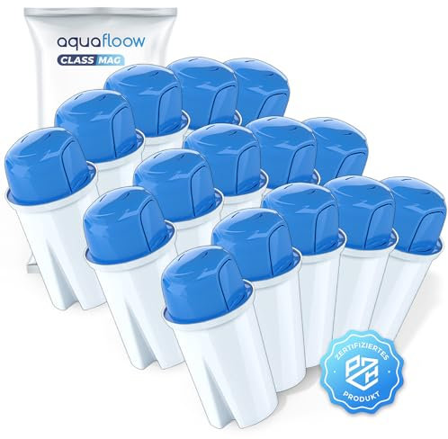 Aquafloow Magnesium Wasserfilter Kartuschen für Wasserfilter Kanne, Filterkartusche, Säubern das Wasser und Reichern Es Mit Magnesium An | Ersatz für Dafi Family, Astra Brita Classic, Laica – 15 Stück
