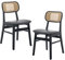 chairus 2er Set PU Leder Esszimmerstühle für Küchen Rattan Akzentstühle für Esszimmer Polsterstuhl mit Massivholzbeinen für Wohnzimmer (Schwarz-2)