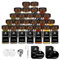 SAEIV Umweltfreundlicher Kappen aus Akazienholz Gewürzgläser Eckig -Set | 24 Gewürzdosen Mit Gewürzetiketten | Perfekte Organisation Küche Gewürz Organizer | 120ml Gewürzbehälter aus Glas