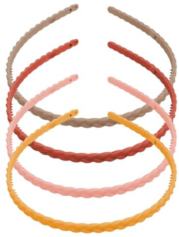 4 Pièces plastique Bandeaux, Mode serre-têtes Bandeaux Cheveux Headband, Couleur Cheveux Hoop Antidérapants pour Fille et Femme,Orange + Jaune + Rose + Kaki