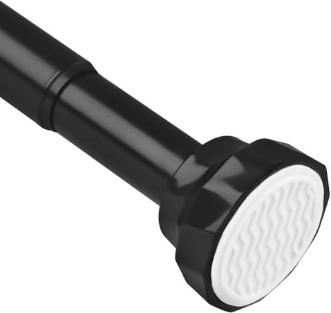Duschvorhangstange Ohne Bohren 73-256cm, Mattschwarz Teleskopstange für Duschvorhang, Ø25mm Gardinenstange für Badezimmer, Schlafzimmer