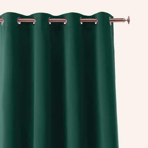 ROOM99 Vorhang mit Silberen Ösen Aura 140 x 250 cm Breite x Höhe Schiebegardinen Modern Curtain Wohnzimmer Schlafzimmer Flaschengrün, 1 Stück
