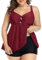 Maillots Deux Pièces Femme Tankini avec Short Bikini Femme 2 Pieces Découpé Dos Croisé Réglable Maillot de Bain Jupette Grande Taille pour Grossesse (2-Bordeaux, 2XL)