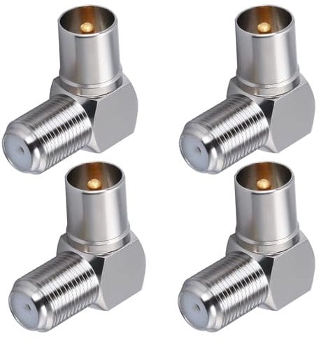 TUOLNK Connecteur Coaxial d'Antenne TV à 90 Degrés - Prise Mâle vers F Femelle - Adaptateur à Angle Droit pour Câble Satellite - 4 Pièces