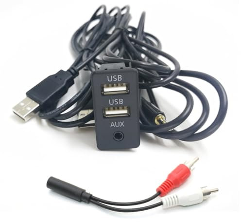 KUWAYO Adatto for Volkswagen for Toyota Car Dash Montaggio a filo Pannello porta USB tipo C Auto Barca 3.5mm Interfaccia AUX Estensione Cavo Adattatore 145cm(FRCA)