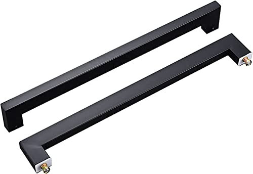 Quadratisches Rohr, mattschwarz, Scheunentürgriff für Glas-/Holztür, Gartentor, zweiseitig, flache Zuggriffe, 638 x 600 mm