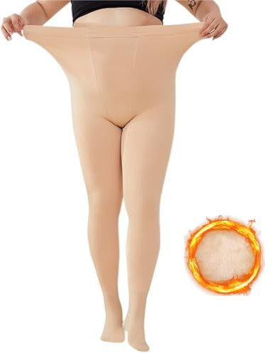 Collant Termici Donna Taglie Forti In Pile, Curvy Felpati Invernali, Pesanti Color Carne