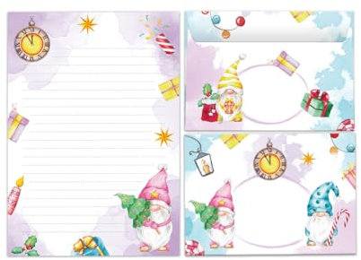 Briefpapier-Set für Weihnachten Tomte rosa Blöcke Umschläge Kindermotiv für Mädchen Jungen Weihnachtsbriefpapier Weihnachtspapier Brief an Weihnachtsmann (Block A5 mit 25 Blätter + 15 Umschläge)