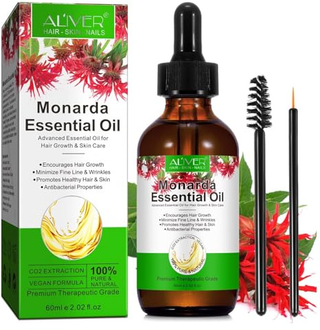 P-Beauty - Ätherisches Monarda Öl - Haaröl, Hautpflegeöl, Wimpernöl - Feuchtigkeitsspendend, Haarwachstum & Anti-Aging - Natürliches Pflegeöl für Haut, Haare, Nägel, für alle Hauttypen (1x60ml)