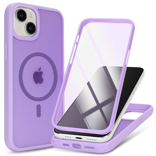 Zouzt Magnetic for iPhone 15 Plus Case Screen Protector, Light Purple