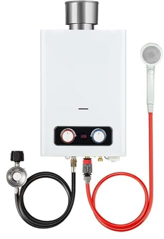 Warmwasserbereiter elektrisch, Tragbarer Durchlauferhitzer, 1,58 Propan-Warmwasserbereiter For Den Außenbereich Mit S/S-Regenkappe,Energieeffizient