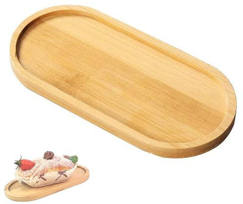 Small Wooden Tray, Bamboo Soap Dispenser Tray, for Coaster Tea Coffee Cake Succulent (17.5x8.5cm)