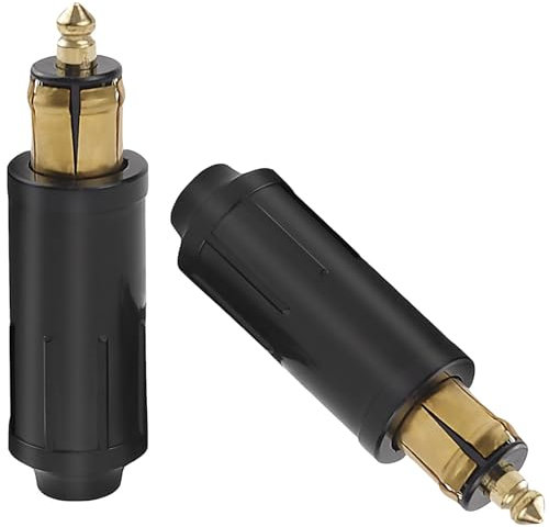 Viojrlly Lot de 2 Prise Allume Cigare Male Prise DIN 12V Adaptateur DIN Moto Automobiles Européennes de Remplacement pour Allume-cigare Portable DIN Compatible avec Prise de Charge de Véhicule