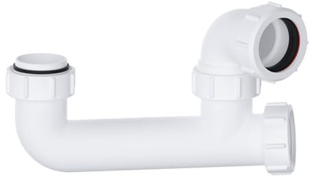 Siphon de baignoire 40 mm avec sortie universelle, blanc peu profond, joint de 50 mm, solution de tuyau d'évacuation de baignoire avec œillet de nettoyage