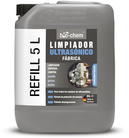 Bio-Chem - Limpiador ultrasónico concentrado 5L - Uso profesional en talleres y garajes - Adecuado para carburadores y otros componentes también metal, aluminio, latón
