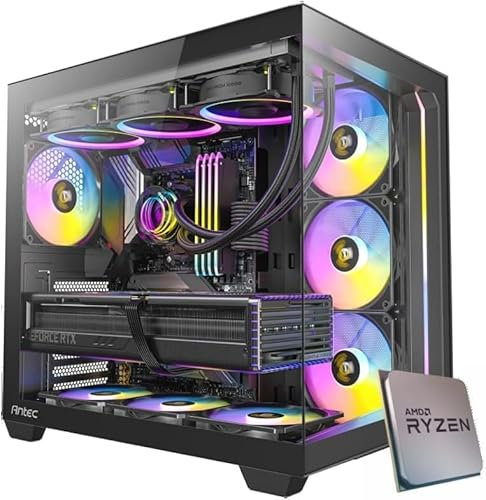 EMCA4 Computer Gaming PC Assemblato Ryzen 9 9950X3D - RTX 5080 16GB - SSD M.2 1TB nvme Gen4 - Ram 32GB DDR5 6000mhz EXPO - ARGB - Windows 11 - WIFI + BLUETOOTH - DIssipatore a liquido 360mm NERO