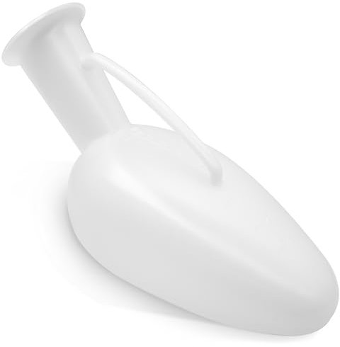 Pappagallo urina uomo in plastica da 1 Litro con manico e scala graduata, trasparente, orinatoio maschile portatile sterilizzabile per ammalati e degenti, Made in Italy