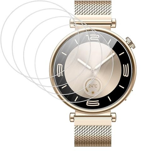 4 Piezas Protector de Pantalla para Huawei Watch GT 4 (41mm), Vidrio Templado Dureza 9H Alta Definición, Antiarañazos, Antihuellas, Cobertura Total, Instalación Sin Burbujas, Fácil Instalación
