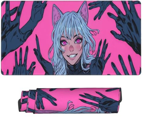 Tappetino Mouse XXL 600x300mm, Grande Tappetino Mouse Gaming, Ragazza anime Mouse Pad Waterproof, Computer Mousepad con Bordi Cuciti e Base in Gomma Antiscivolo, per Gioco, PC, Ufficio, Casa C5931