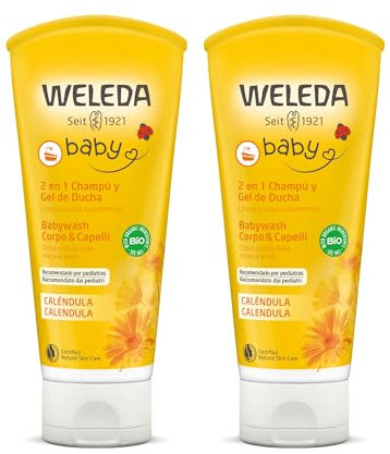 WELEDA Baby Bipack Babywash Corpo&Capelli Calendula, docciaschiuma 2in1 per la detersione dei più piccoli, formula extra-delicata (2x 200 ml)