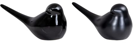levandeo 2er Set Dekofigur Vogel Schwarz Porzellan Tischdeko Deko Aufsteller Skulptur Dekoration