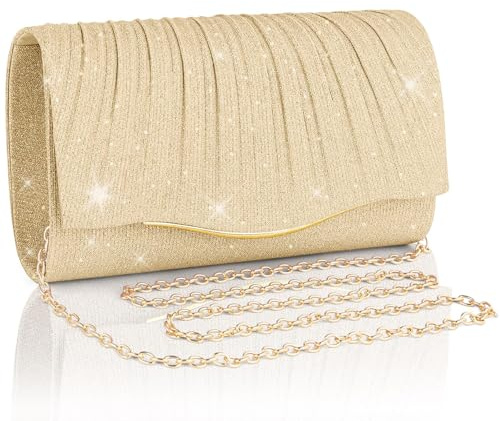 Adiwo Sac de Soirée Femme, Sac de Soirée Pochette avec Chaîne, Pochett et Clutch Femmes, Pochette à Main de Soirée Etincelant, Clutch de Soirée en Paillettes pour Mariage Bal Fete Voyage