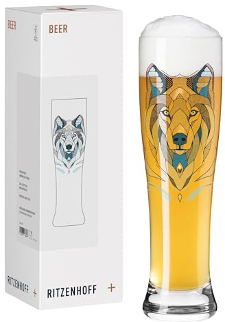 RITZENHOFF 3481920 Bierglas 600 ml - Serie Brauchzeit - Motiv Wolf | Artikelnr. 3481920, Serie Brauchzeit, 1 Bierglas 600 ml, Kristallglas, spülmaschinenfest