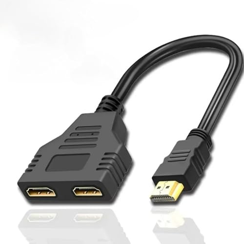 Auqewl HDMI Splitter 1 in 2 Out 1080P, No Power Male to Dual Female Adapter | 1 In 2 Out HDMI Splitter, 1080P@60Hz, No Power, Plug and Play, 24K Gold-Plated, HDCP 1.4, For PS5 Xbox TV Projector