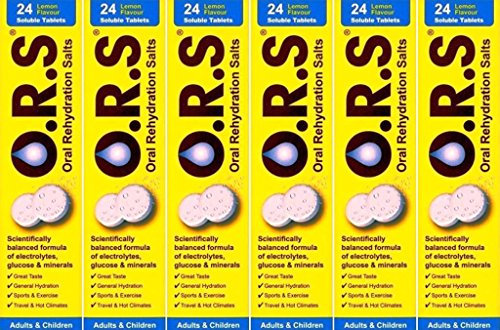 O.R.S Oral Rehydration Salts 24 Lemon Flavour Soluble Tablets x 6 Packs