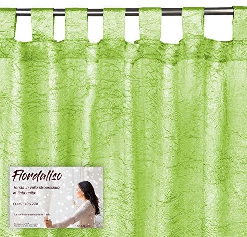 Tex family TENDA FIORDALISO in tinta unita VERDE CM. 140X290 confezionata