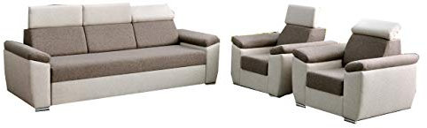 mb-moebel Polstergarnitur Sofa Set 3er & 1er Wohnlandschaft 3-Sitzer und Zwei Sessel Möbel Set - Monza (Braun)