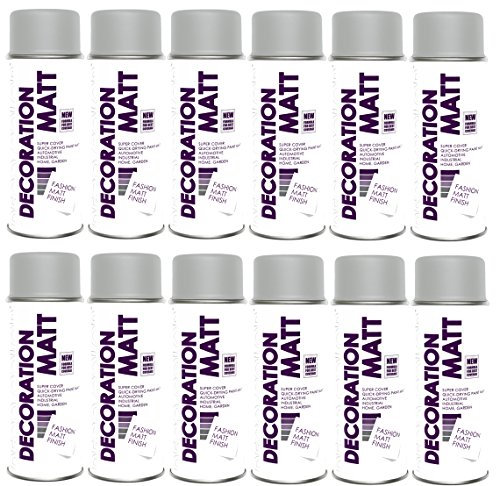 Fahrzeugteile Hoffmann 12er Sparpack DC Lackspray matt 400ml nach RAL freie Farbauswahl (12 Dosen in lichtgrau MATT RAL 7035)