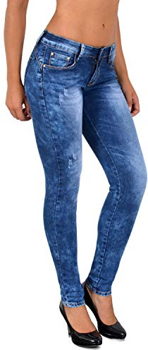 ESRA Damen Jeans Jeanshose Damen High-Waist Hochbund Hose bis Übergröße S400