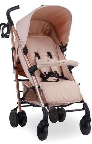 My Babiie MB51 Rose Gold Blush Stroller by Billie Faiers , High Quality, Lightweight Frame, Comfort, Manoeuvrability, Suitable from Birth to Maximum 22kg, W/Cup Holder, Rain Cover & Footmuff