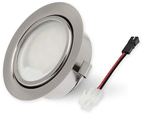 Rolux LED Einbauleuchte DF-9251B-2 solo matt-chrom 55-60mm Bohrloch 2,5W 12V warm-weiß DF-9251 9251B df-9251b ultra Flach 9251-2 ersetzt 20W Halogen Leuchtmittel austauschbar